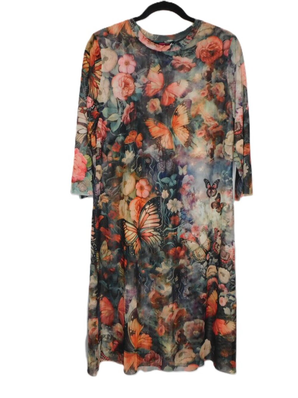 Johnny Was 3/4 Sleeve Mesh Midi Dress | Teyros Scarf | Floral | EUC | XL - Picture 9 of 9
